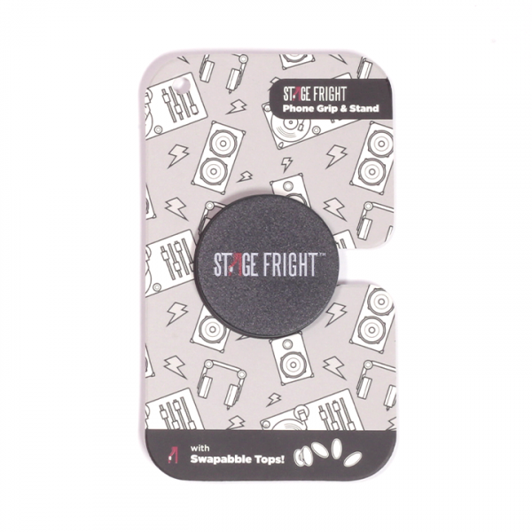 stage fright logo phone grip popsocket in packaging