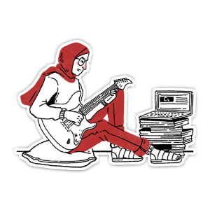 hijabi guitarist playing guitar laptop sticker