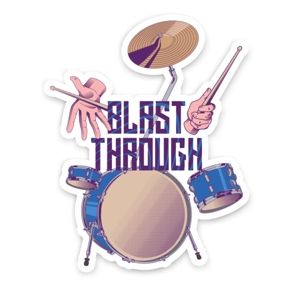 blue drum set laptop sticker