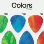 Colors of reshaycled guitar picks Forest Green, Ocean Blue, Lava Red