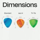 dimensions of various reshaycled guitar picks shapes standard width 25 mm, height 30 mm jazz iii width 23 mm, height 26 mm tri-tip width 25 mm, height 24.5 mm